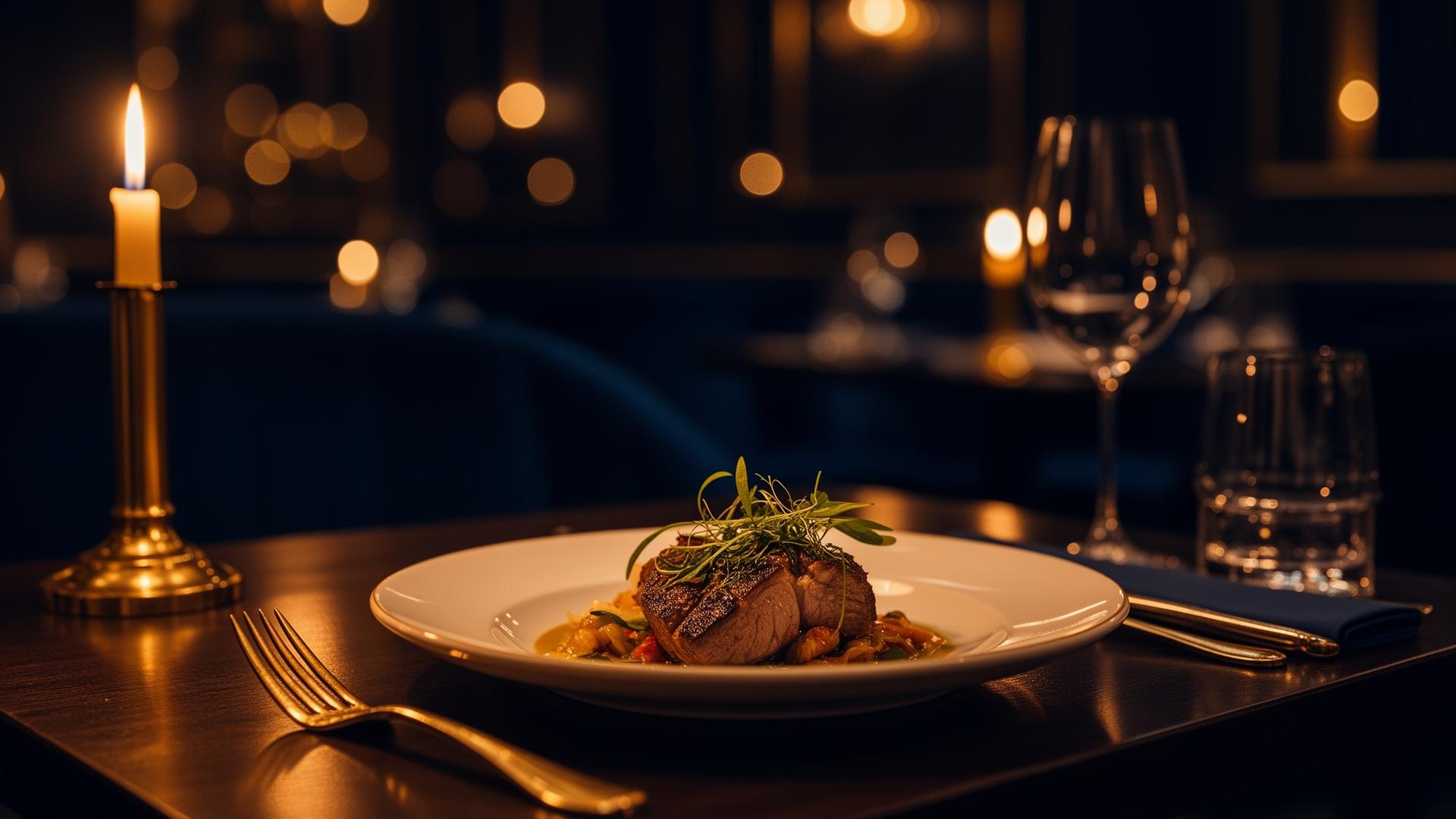 Elegantní fine dining stůl v restauraci Maison Doré